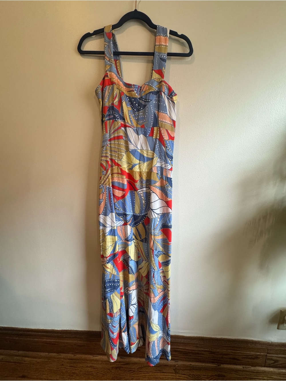 Vince Camuto Multicolor Abstract Print Maxi Dress in Blue, Yellow & Red